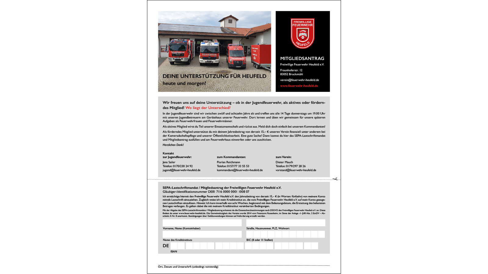 Mitgliedsantrag der Feuerwehr Heufeld zum Download auf der Website